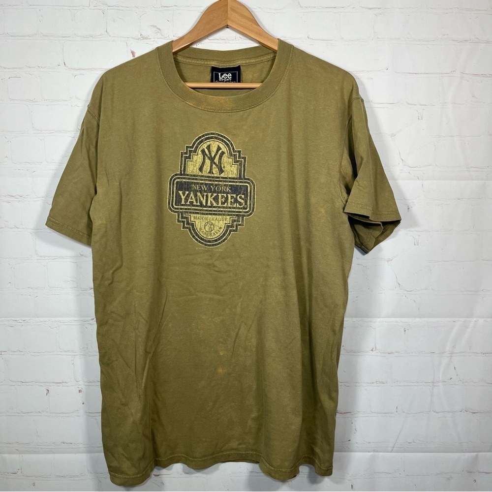 Vintage Lee Sport New York Yankees T Shirt Mens Size Medium Green Baseball